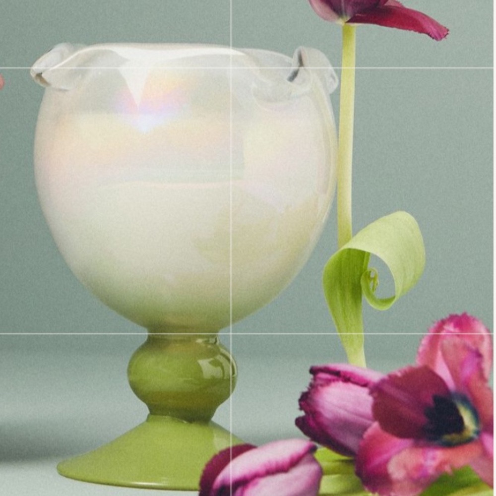 Anthropologie Tula Floral Tulip Fields Pedestal Candle